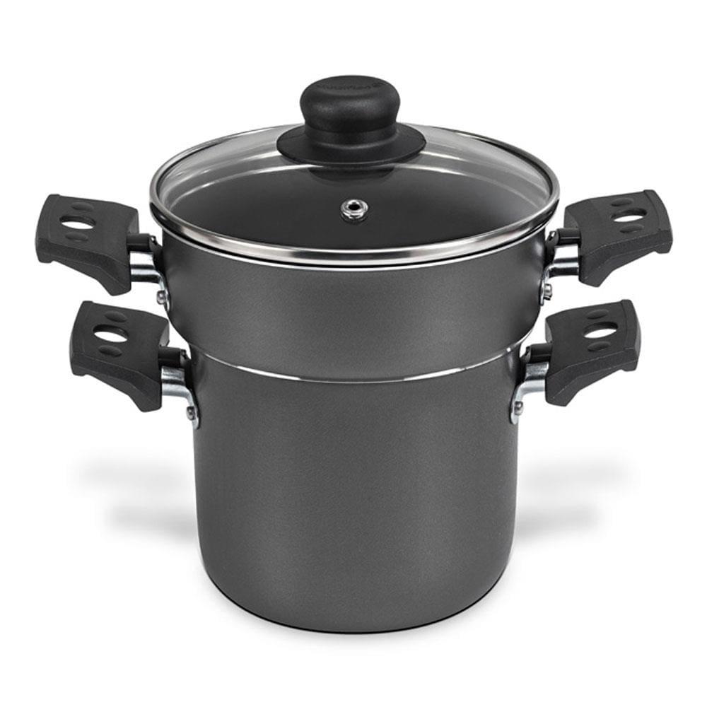 Cozi Vapor Cuscuzeira Multiflon Antiaderente de Alumínio e Tampa de Vidro 14cm - Preta - 1