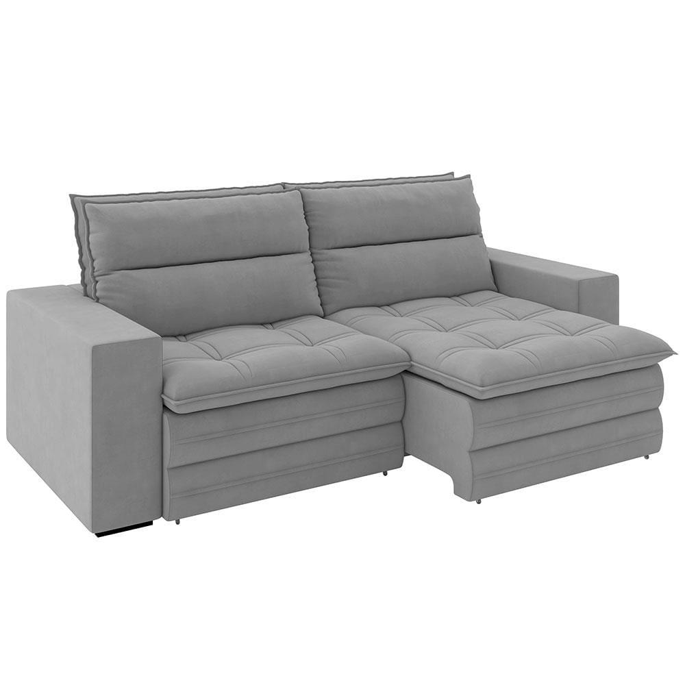 Sofá 4 Lugares Luizzi Colombo Retrátil e Reclinável, Revestido em Tecido Veludo Slim - 230cm largura - 4