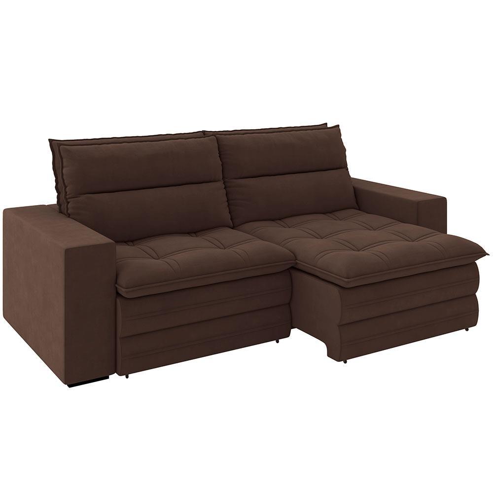 Sofá 4 Lugares Luizzi Colombo Retrátil e Reclinável, Revestido em Tecido Veludo Slim - 230cm largura - 4