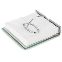 Porta-guardanapo Forma Slim 2719/E em Inox e Vidro - 19 cm - 1