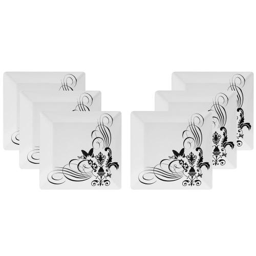 Conjunto de Pratos Rasos Oxford Porcelanas Biona Tatoo 26,5 cm em Porcelana - 6 Peças