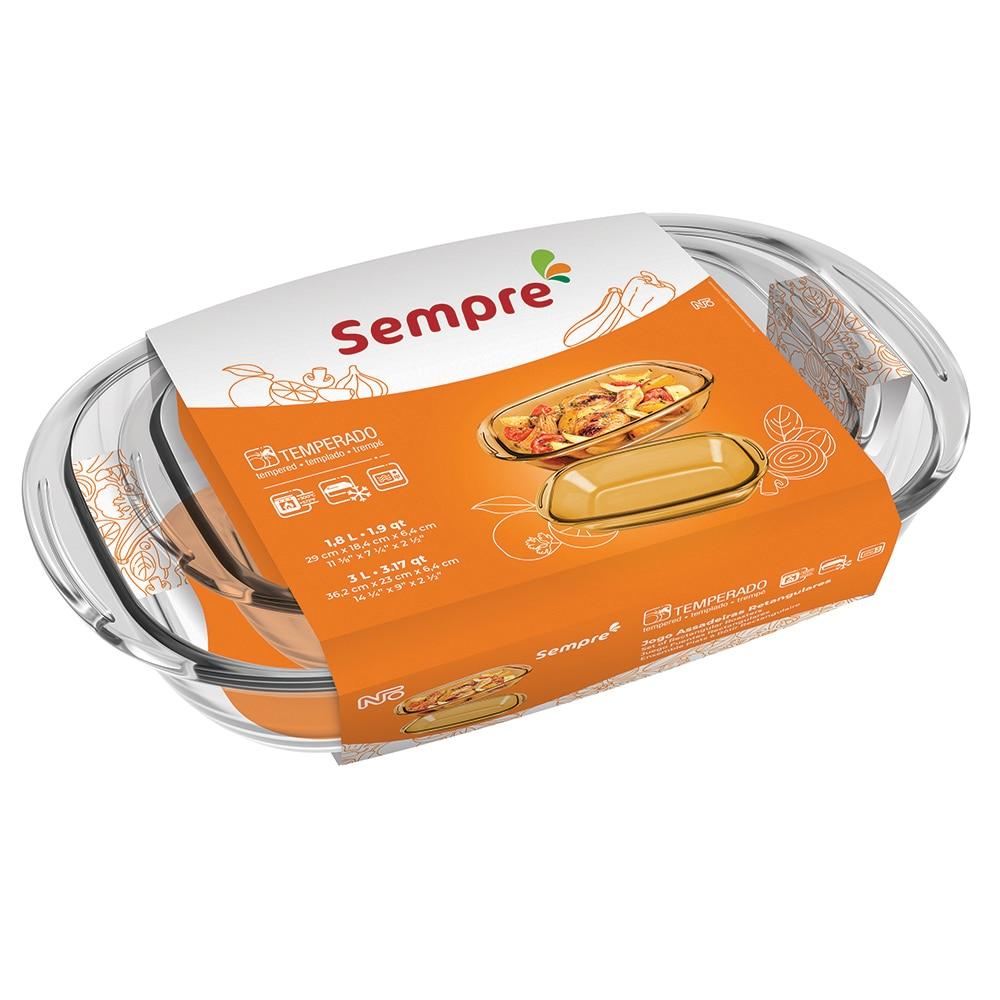 Conjunto de Assadeiras Retangulares Sempre em Vidro Temperado - 2 Peças - 2