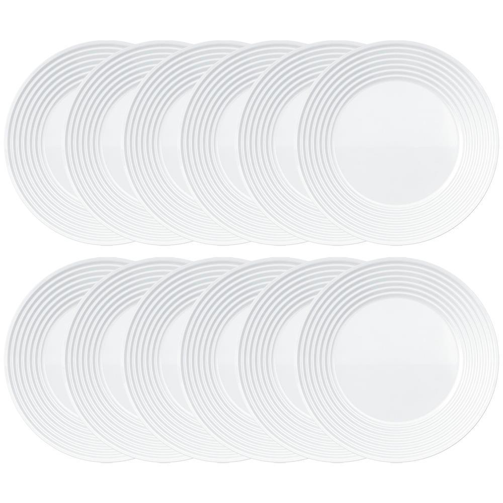 Conjunto de Pratos Rasos Duralex Saturno em Vidro 26 cm Branco – 12 Peças - 1