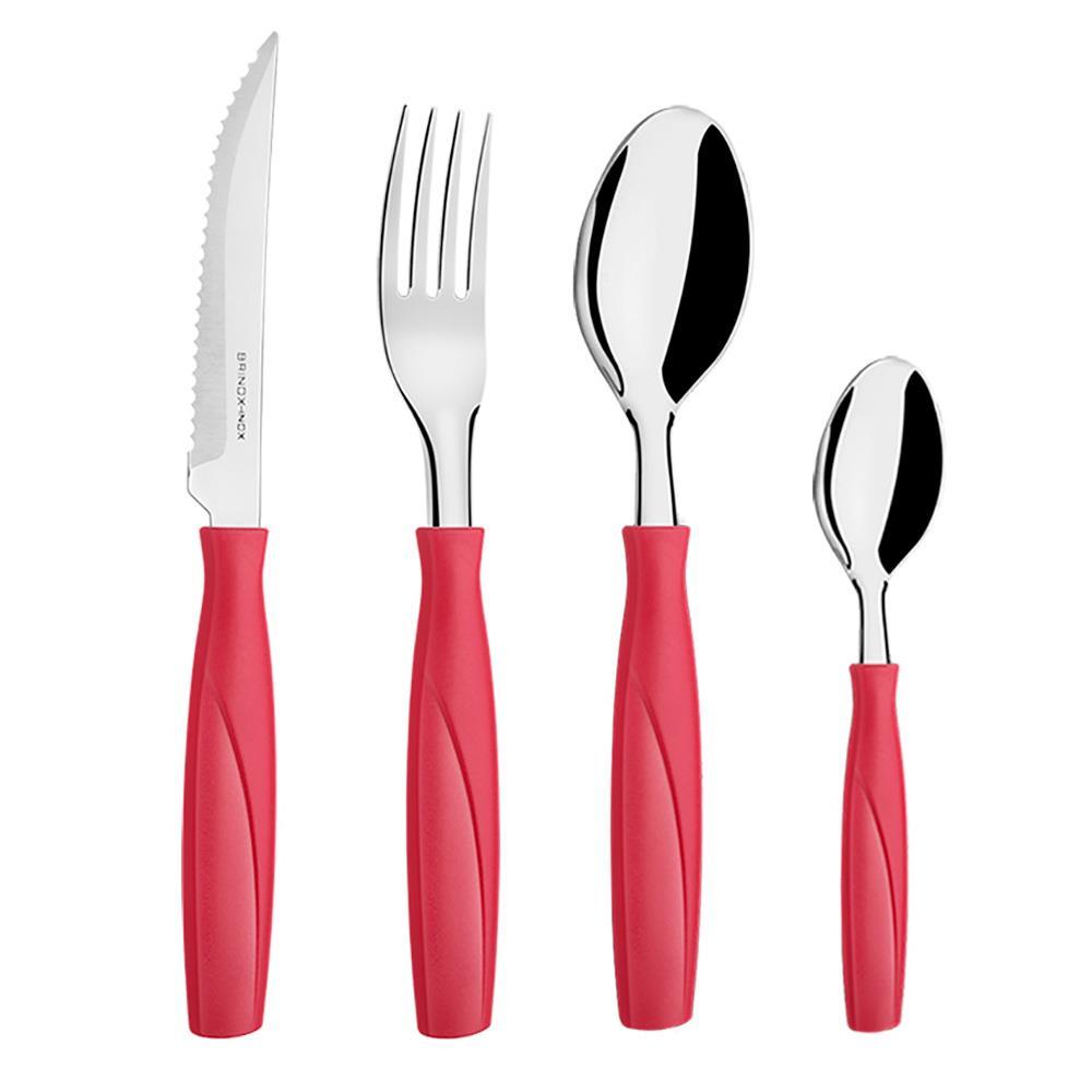 Faqueiro Brinox em Polipropileno e Aço Inox Itaparica Vermelho – 16 Peças - 1