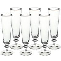Conjunto de Taças para Champanhe Bohemia Bella Decorada 205 ml em Cristal Ecológico Platinum Rim – 6 Peças - 1