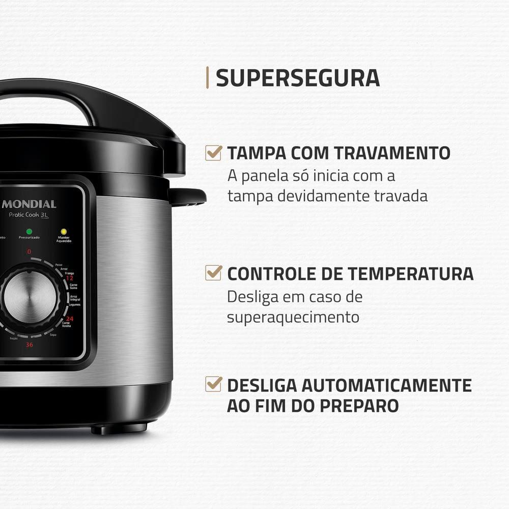 Panela Elétrica de Pressão Mondial PE-47 Pratic Cook 3L - Inox - 4