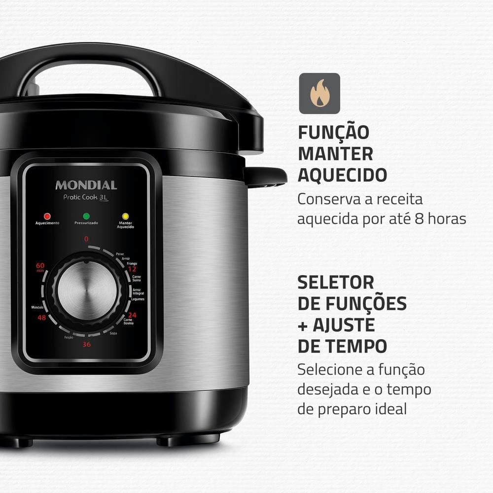 Panela Elétrica de Pressão Mondial PE-47 Pratic Cook 3L - Inox - 6