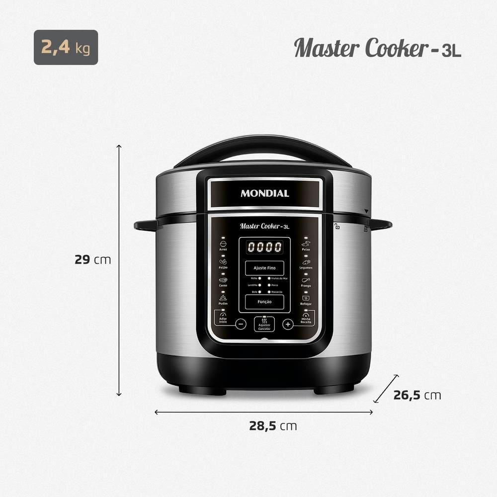 Panela Elétrica de Pressão Mondial Digital Master Cooker PE-40 3L - Preta/Inox - 9