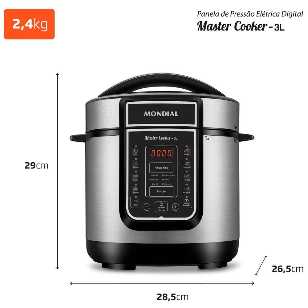Panela Elétrica de Pressão Mondial Digital Master Cooker PE-40 3L - Preta/Inox - 8