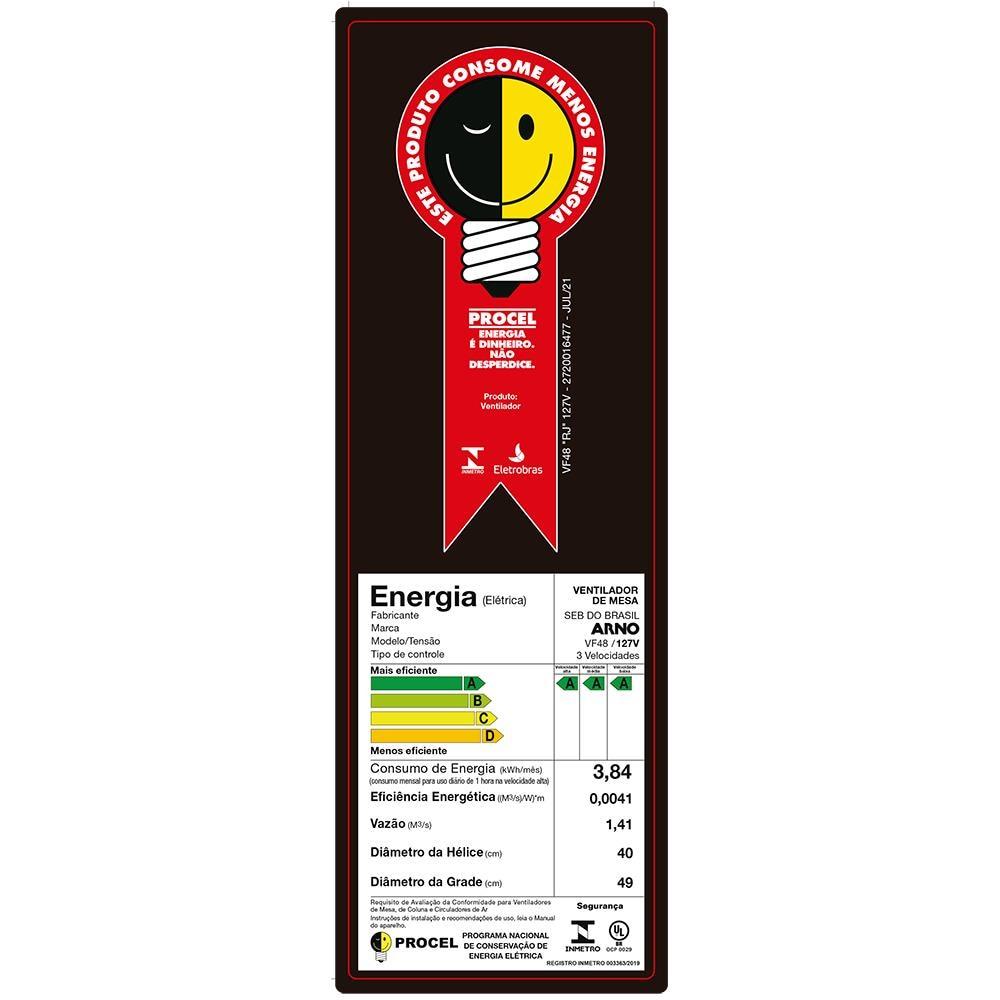 Ventilador de Mesa 40cm Arno Turbo Force VF48 6 Pás 3 Velocidades Cinza - 5