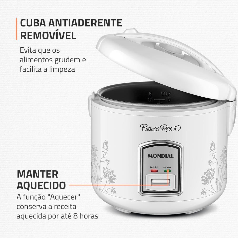 Panela Elétrica de Arroz Mondial Bianca Rice PE-10 10 Xícaras - Branca - 3
