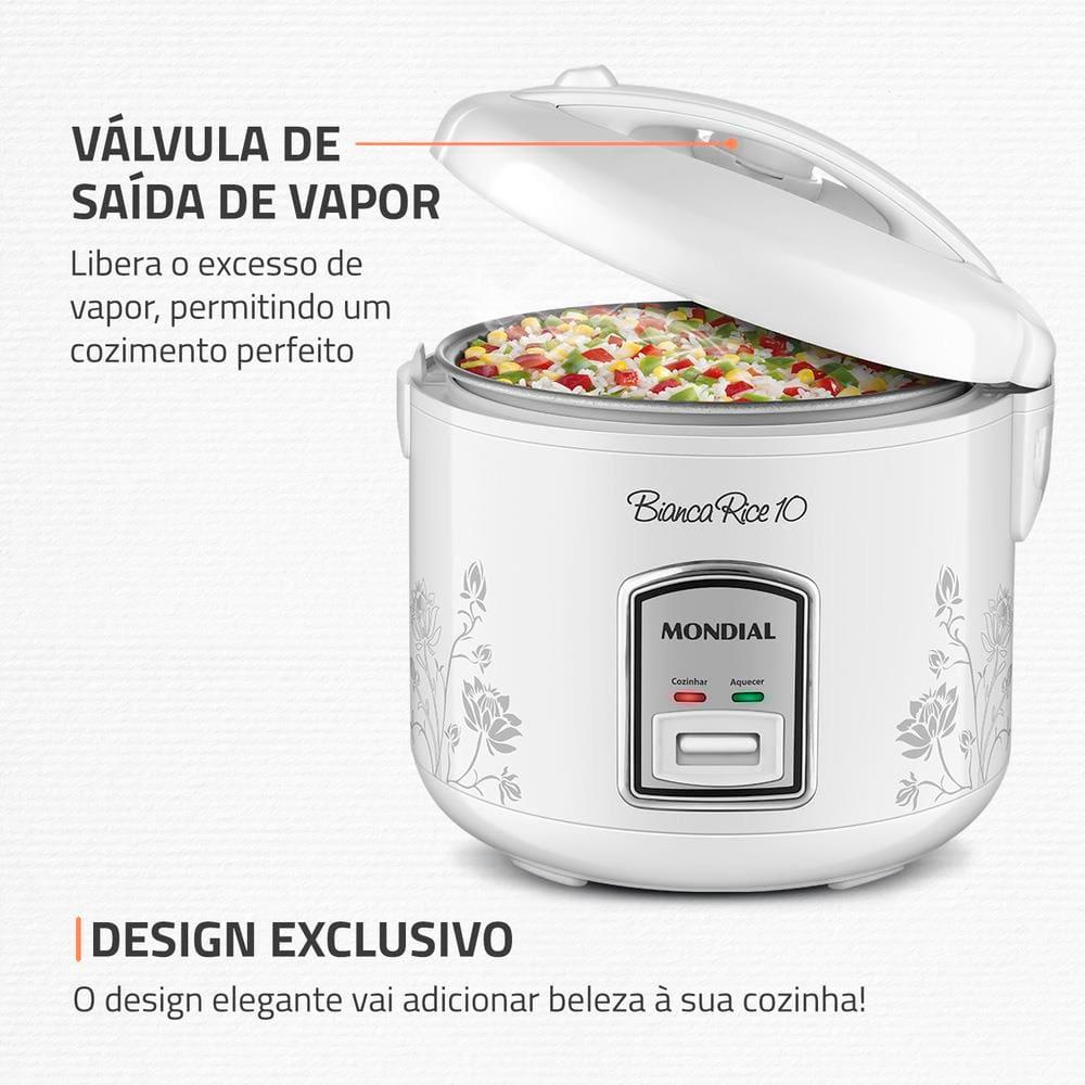Panela Elétrica de Arroz Mondial Bianca Rice PE-10 10 Xícaras - Branca - 4