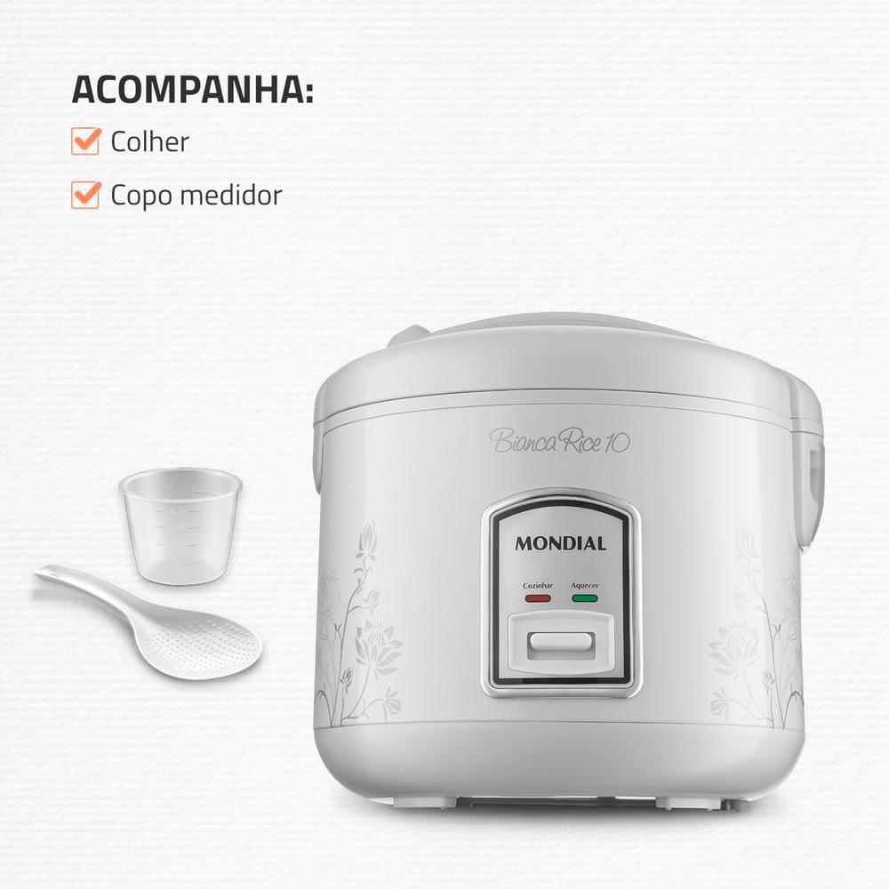 Panela Elétrica de Arroz Mondial Bianca Rice PE-10 10 Xícaras - Branca - 7