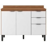 Balcão Demóbile Firenze com 3 Portas, 2 Gavetas e 1 Prateleira - Amêndola/Branco - 2