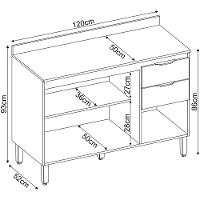 Balcão Demóbile Firenze com 3 Portas, 2 Gavetas e 1 Prateleira - Amêndola/Branco - 6