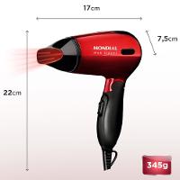 Secador de Cabelos Mondial Max Travel SC-10 1200W Bivolt Preto/Vermelho - 5