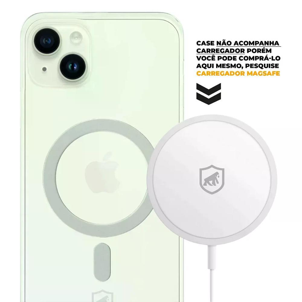 Kit Capa case capinha Magsafe Transparente e Pelicula Ultra Glass Preta para iPhone 15 Plus - Gshield - 3