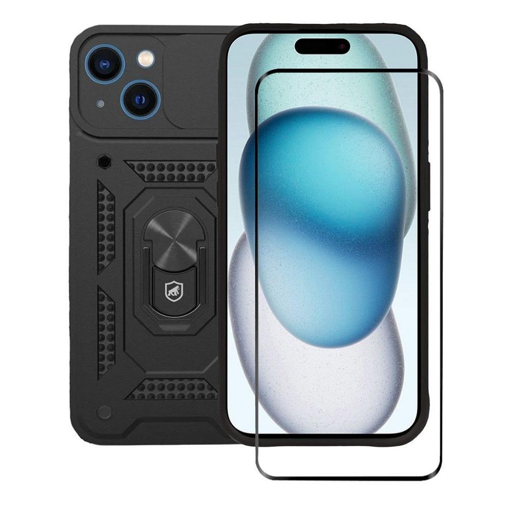 Kit Capa case capinha Dinamic Cam Protection e Pelicula Ultra Glass Preta para iPhone 15 - Gshield - 1