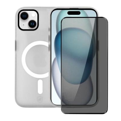 Kit Capa case capinha Magsafe Pro Transaprente e Pelicula Defender Pro Privacidade para iPhone 15 - Gshield