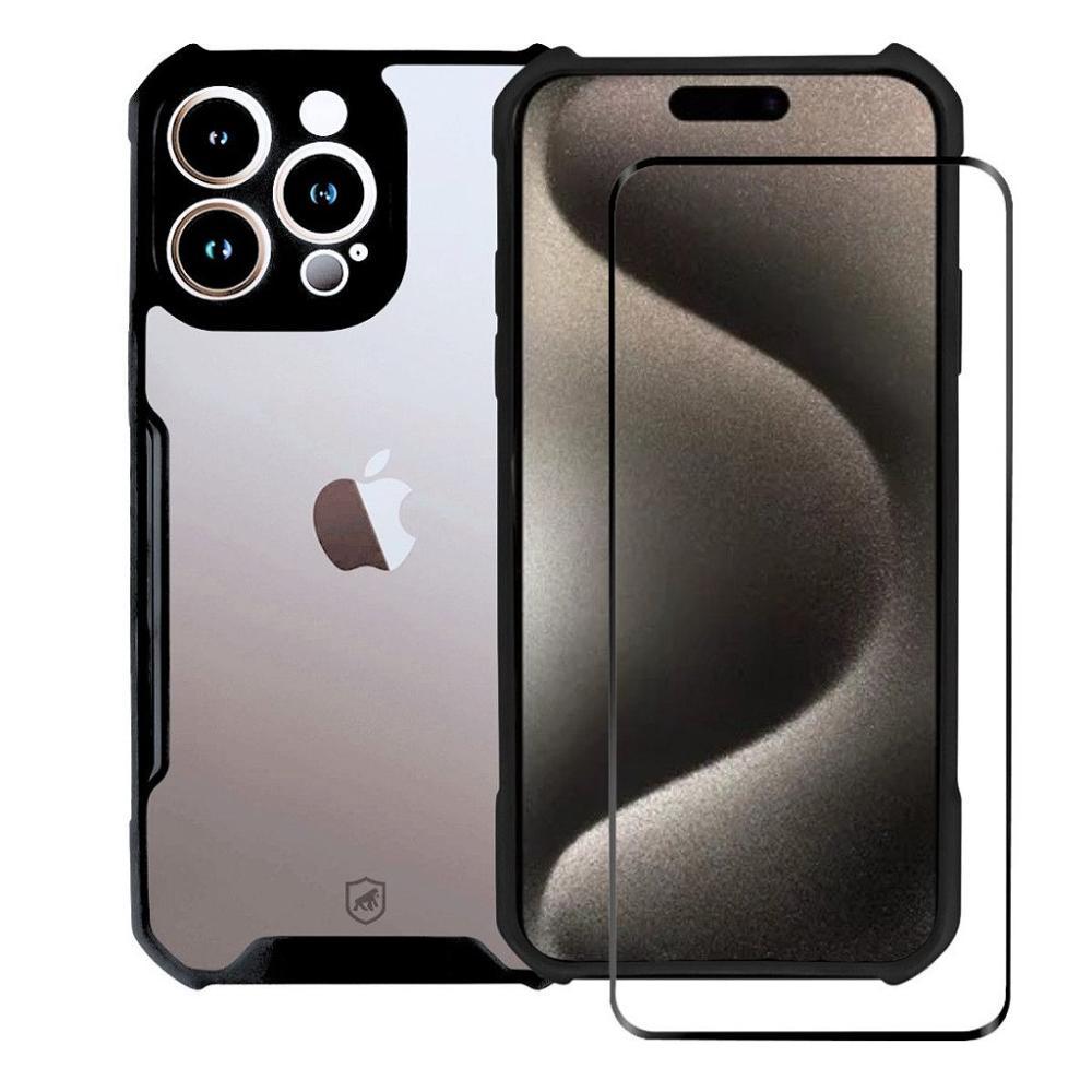 Kit Capa case capinha Dual Shock X e Pelicula Ultra Glass para iPhone 15 Pro - Gshield - 1