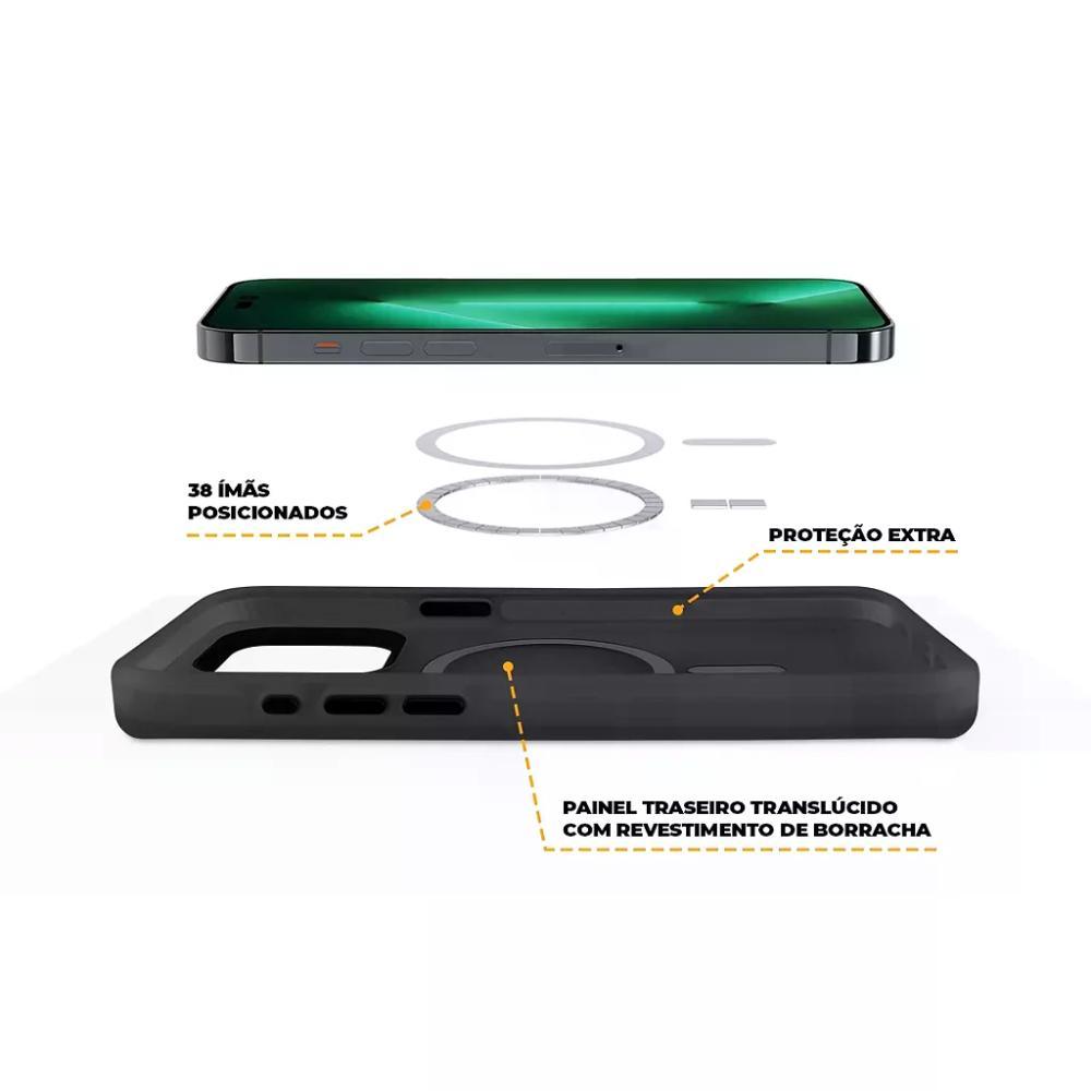 Kit Capa case capinha Magsafe Pro Preta e Pelicula Ultra Glass para iPhone 15 - Gshield - 5