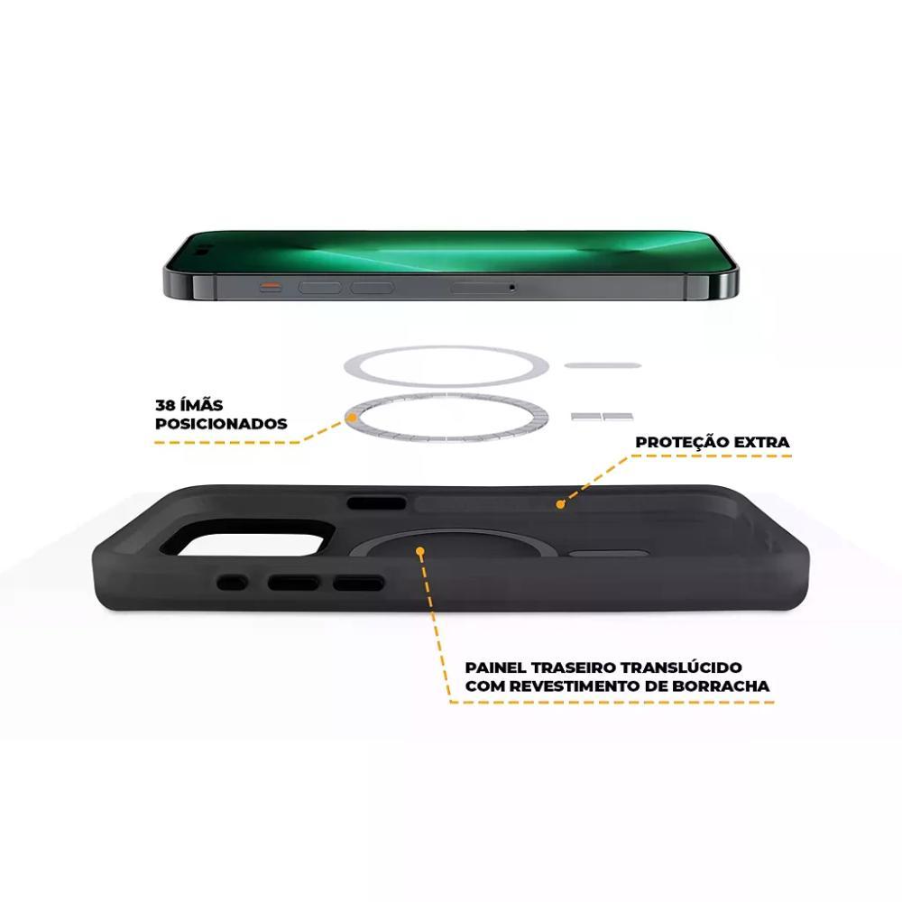 Kit Capa case capinha Magsafe Pro Preta e Pelicula Ultra Glass para iPhone 15 Pro - Gshield - 5