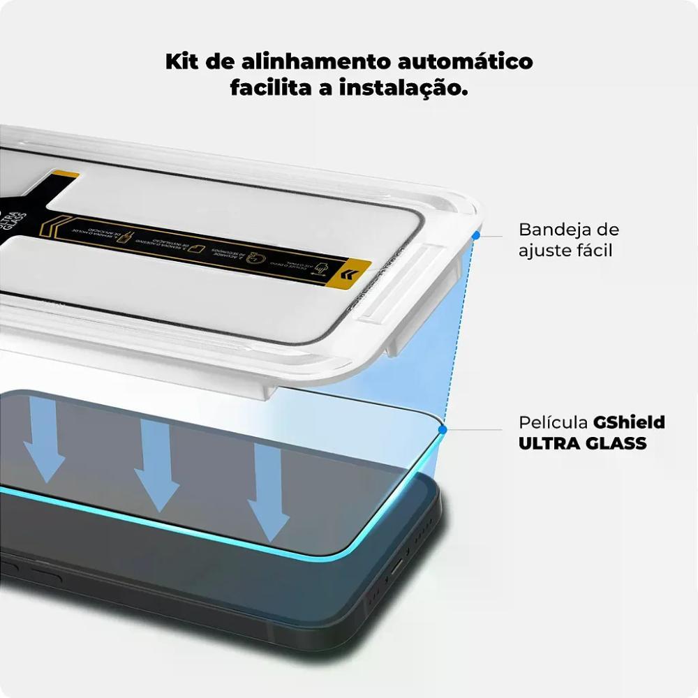Kit Capa case capinha Magsafe Pro Preta e Pelicula Ultra Glass para iPhone 15 Pro - Gshield - 9