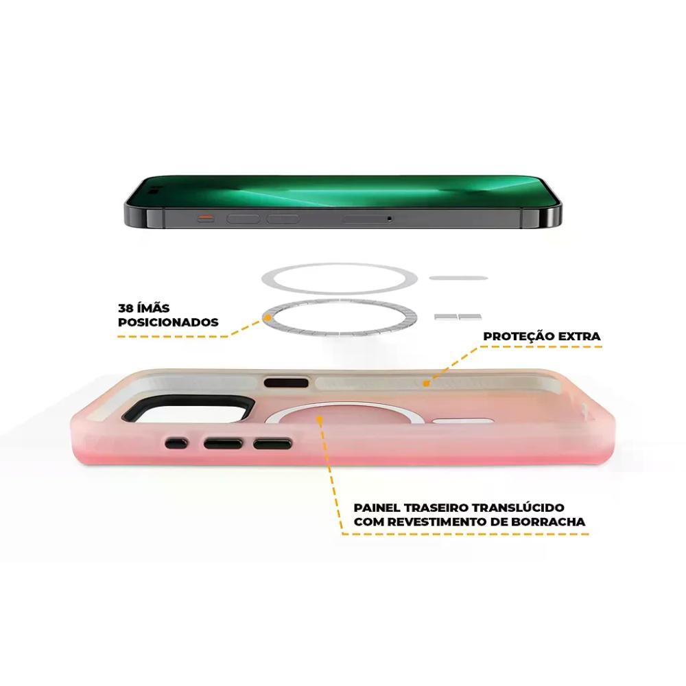 Kit Capa case capinha Magsafe Pro Rosa e Pelicula Ultra Glass para iPhone 15 Plus - Gshield - 5