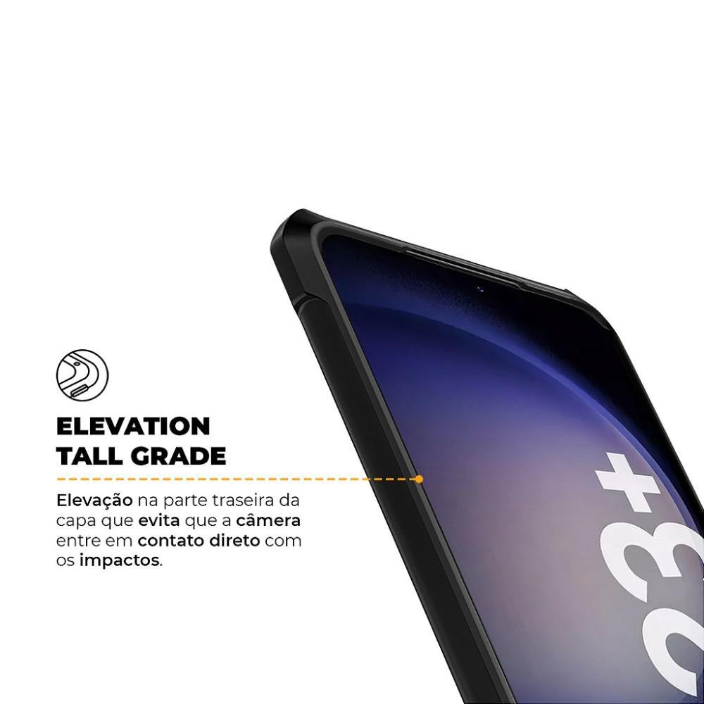 Kit Capa case capinha Dual Shock X e Pelicula Dual Glass Preta para Samsung Galaxy S23 Plus - Gshield - 5