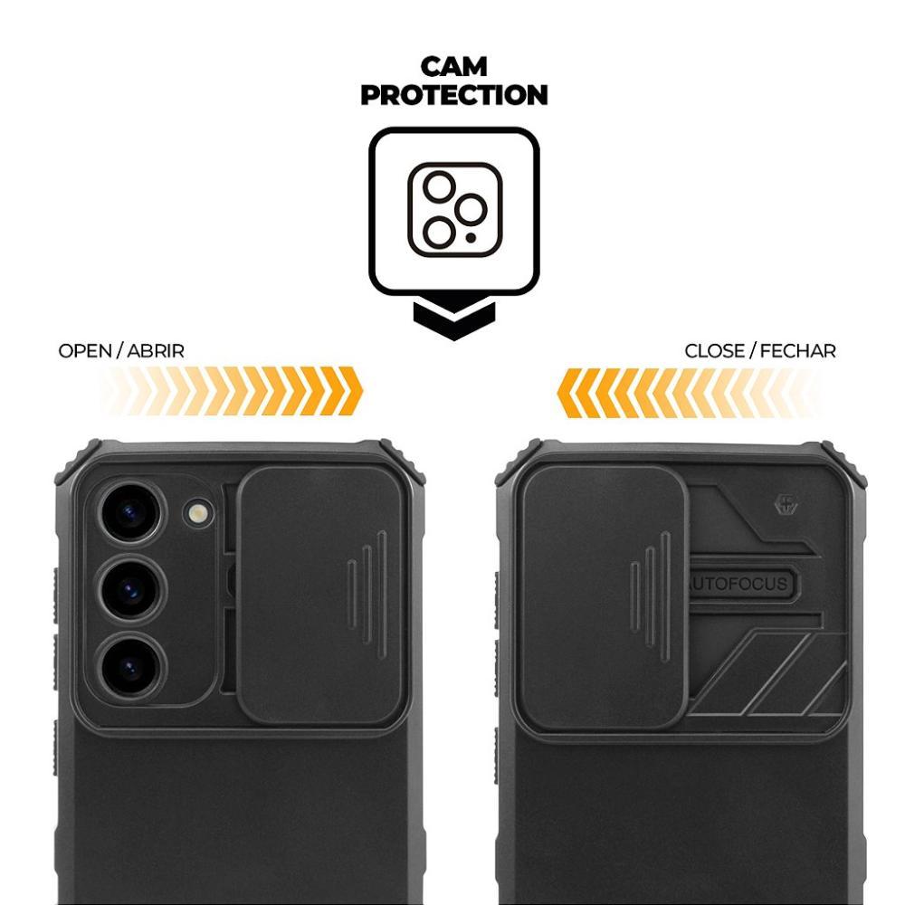 Kit Capa case capinha Victus e Pelicula Dual Glass Preta para Samsung Galaxy S23 Plus - Gshield - 4