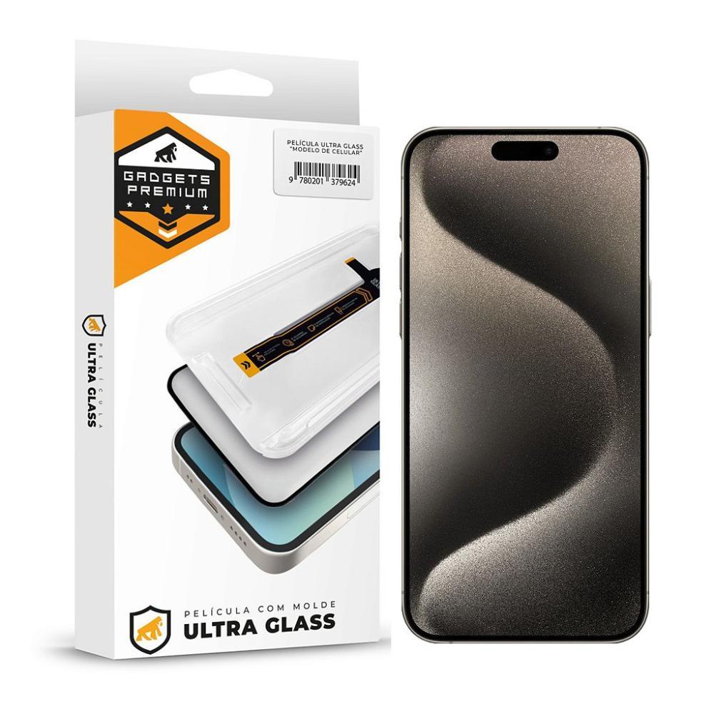Kit Capa case capinha Gravity Preta e Pelicula Ultra Glass para iPhone 15 Pro - Gshield - 9