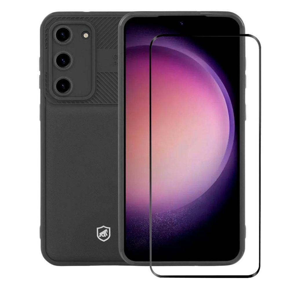 Kit Capa case capinha Symetric Preta e Pelicula Dual Glass Preta para Samsung Galaxy S23 Plus - Gshield - 1