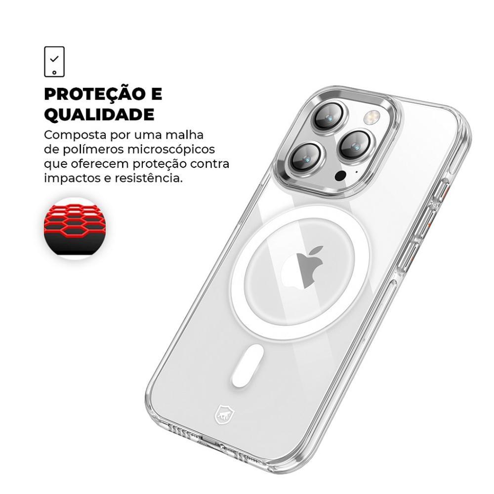 Kit Capa case capinha MagSafe Crystal Armor e Pelicula Coverage 5D Pro Preta para iPhone 15 Pro - Gshield - 7