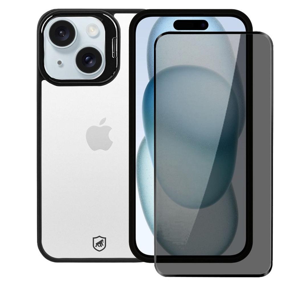 Kit Capa case capinha Gravity Preta e Pelicula Defender Pro Privacidade para iPhone 15 - Gshield - 1