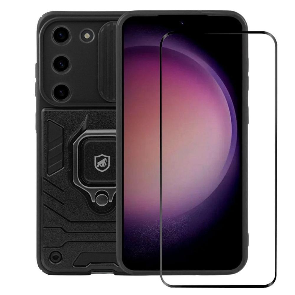 Kit Capa case capinha Defender e Pelicula Coverage 5D Pro Preta para Samsung Galaxy S23 Plus - Gshield - 1