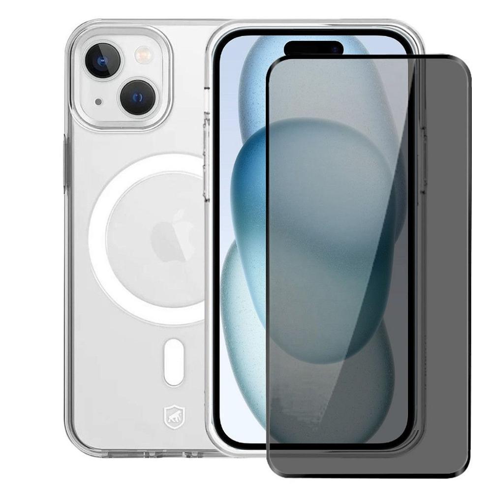 Kit Capa case capinha MagSafe Crystal Armor e Pelicula Defender Pro Privacidade para iPhone 15 - Gshield - 1