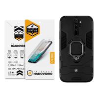 Kit Capa case capinha Defender Black e Pelicula Nano Vidro para Xiaomi Redmi Note 8 pro - Gshield - 1