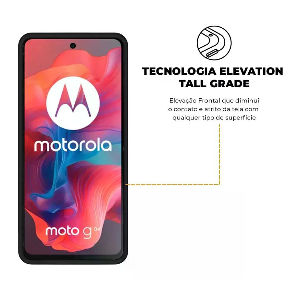 Kit Capa case capinha Silicon Veloz e Película Hydrogel HD para Motorola Moto G04 - Gshield - 4