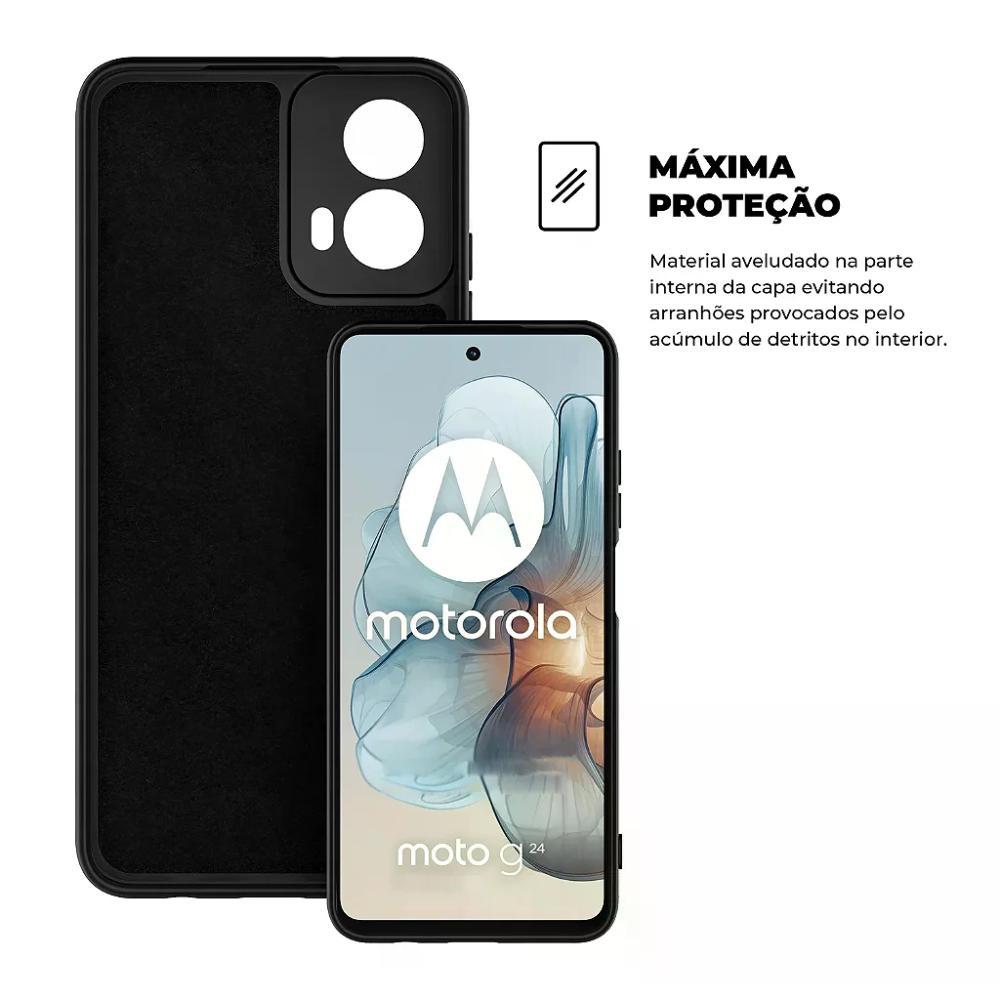 Kit Capa case capinha Silicon Veloz e Película Hydrogel HD para Motorola Moto G24 - Gshield - 4