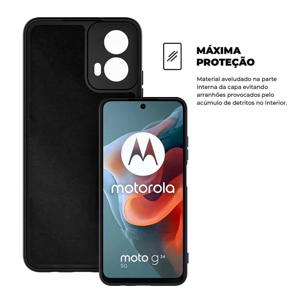 Kit Capa case capinha Silicon Veloz e Película Hydrogel HD para Motorola Moto G34 - Gshield - 3