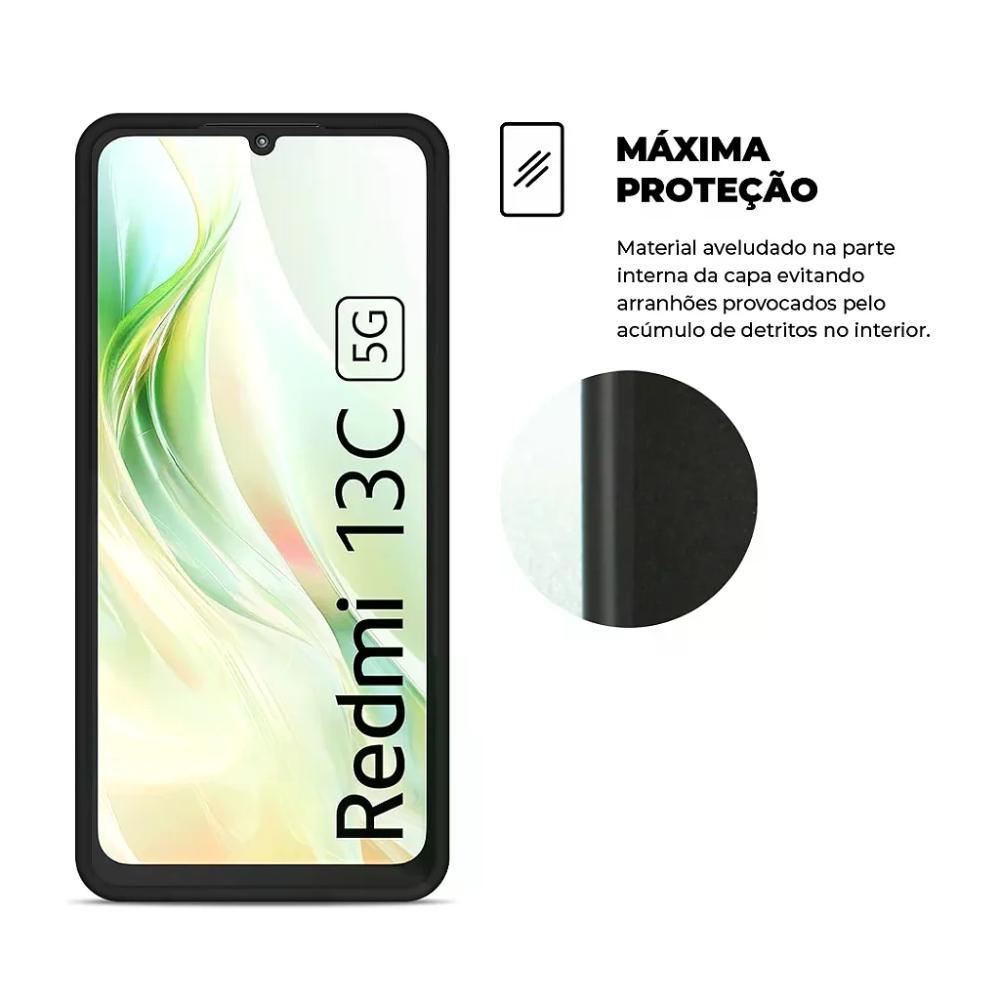 Kit Capa case capinha Silicon Veloz e Película Hydrogel HD para Xiaomi Redmi 13C - Gshield - 3