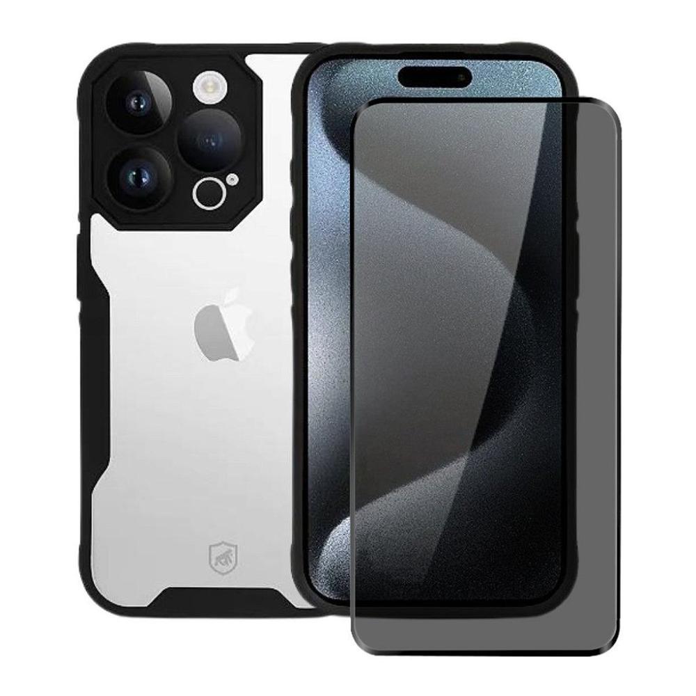 Kit Capa Dual Shock Sense e Pelicula Defender Pro Privacidade para iPhone 15 Pro Max - Gshield - 1