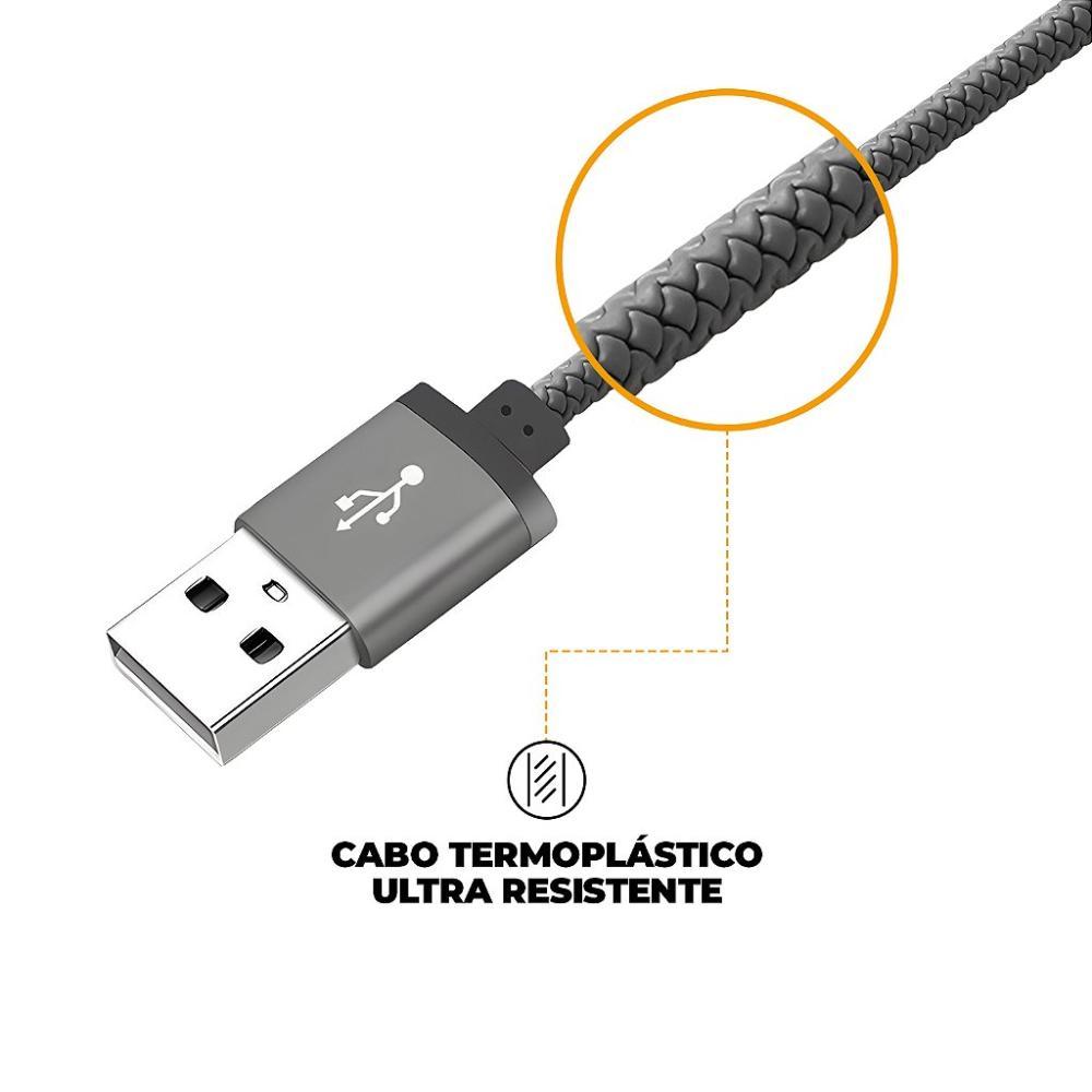 Cabo Symetric - Cinza - Tipo C / USB-A - 1,5M - Gshield - 4