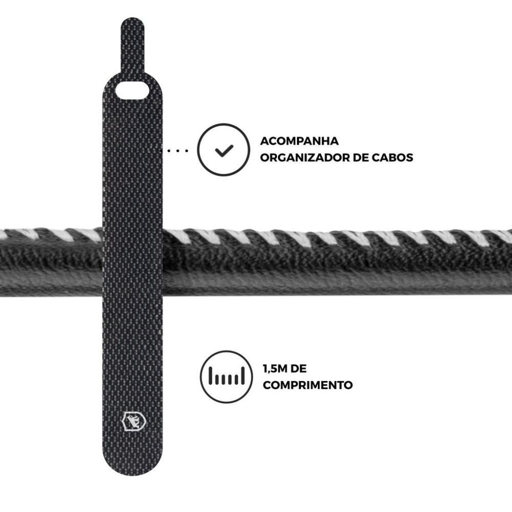 Cabo Turbo Militar - 1,5M - Lightning - Tipo C - Certificado MFI - Homologado - iPhone / iPad - Gshield - 5