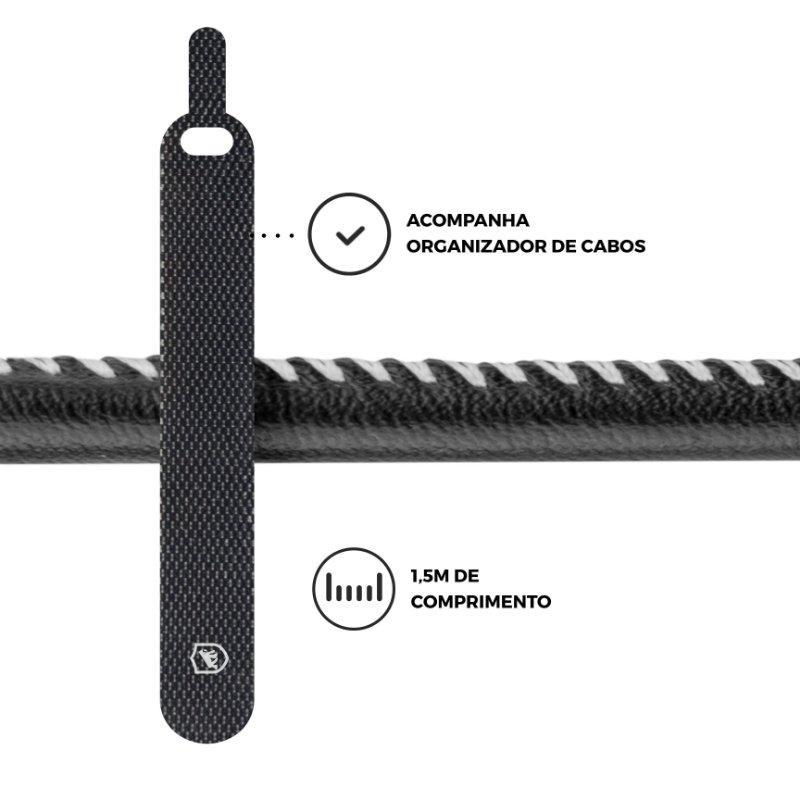 Cabo Micro USB V8 / USB-A - Turbo Militar - 1,5M  no Atacado - Caixa Fechada 10 Unidades - Gshield - 9