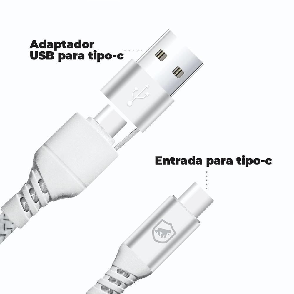 Cabo Thunder 65W 2 em 1 Tipo C/Tipo C/USB-A - 1,8M - Gshield - 2