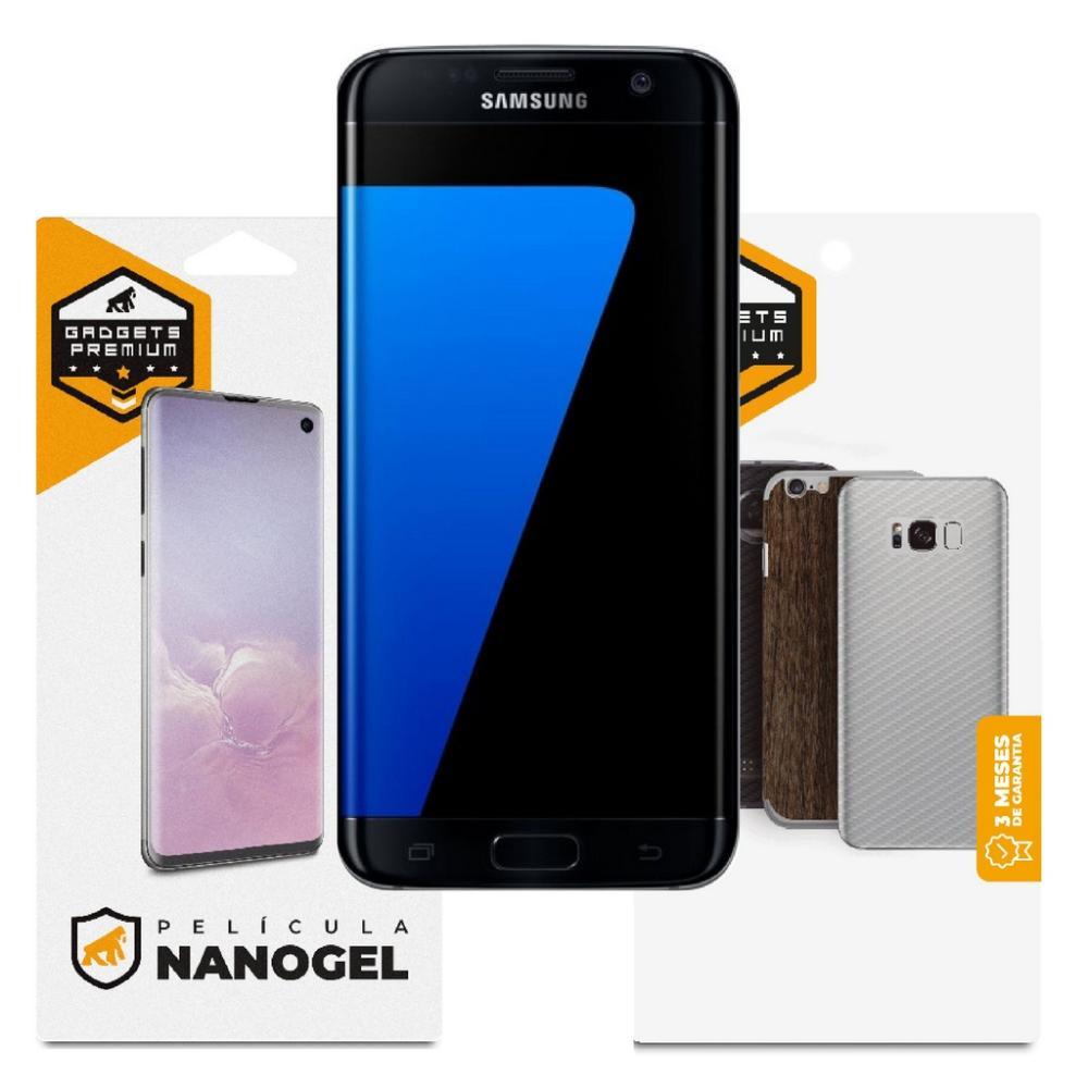 Película de Nano Gel Dupla + traseira fibra de carbono para Samsung Galaxy S7 Edge - Gshield (Cobre toda tela) - 1