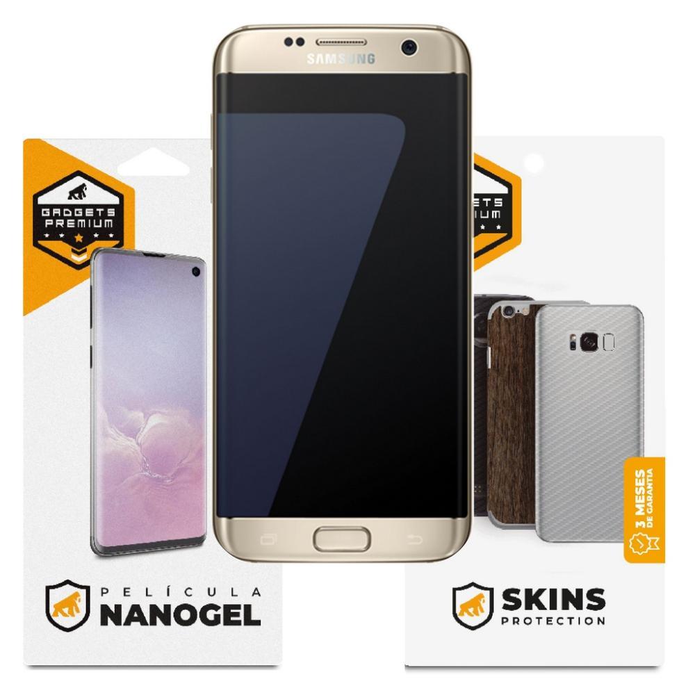 Película de Nano Gel Dupla + traseira fibra de carbono para Samsung Galaxy S7 Edge - Gshield (Cobre toda tela) - 2
