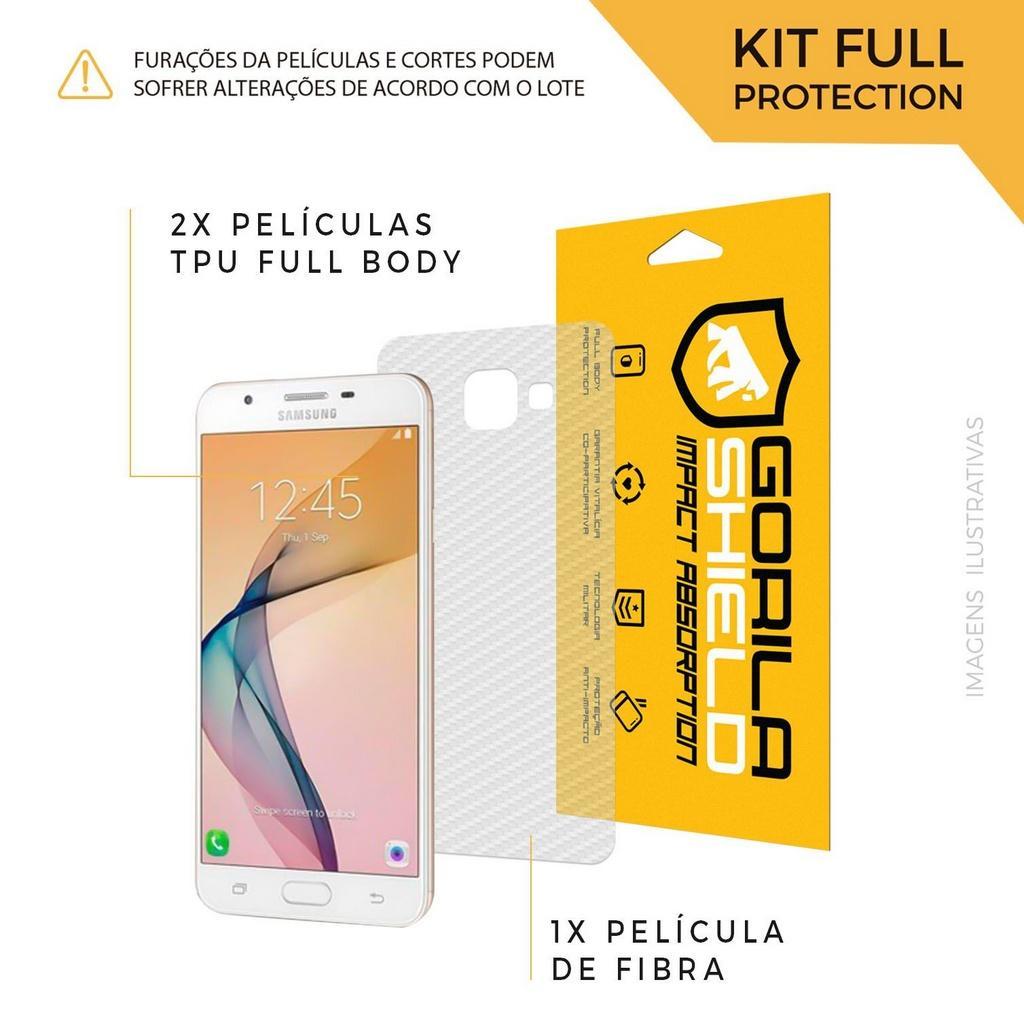Película de Nano Gel Dupla + traseira fibra de carbono para Samsung Galaxy J7 Prime - Gshield (Cobre toda tela) - 2