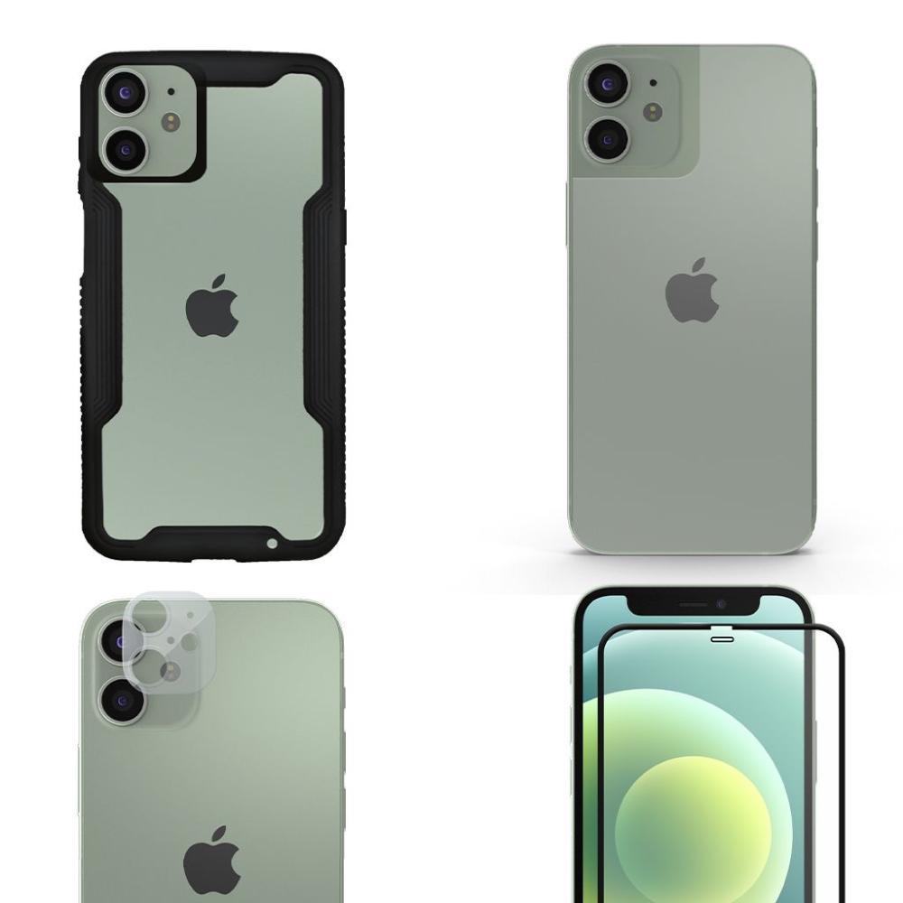 Película Defender Glass + Câmera + Nano Traseira + Capa case capinha Dual Shock Para iPhone 12 Mini - Gshield - 1